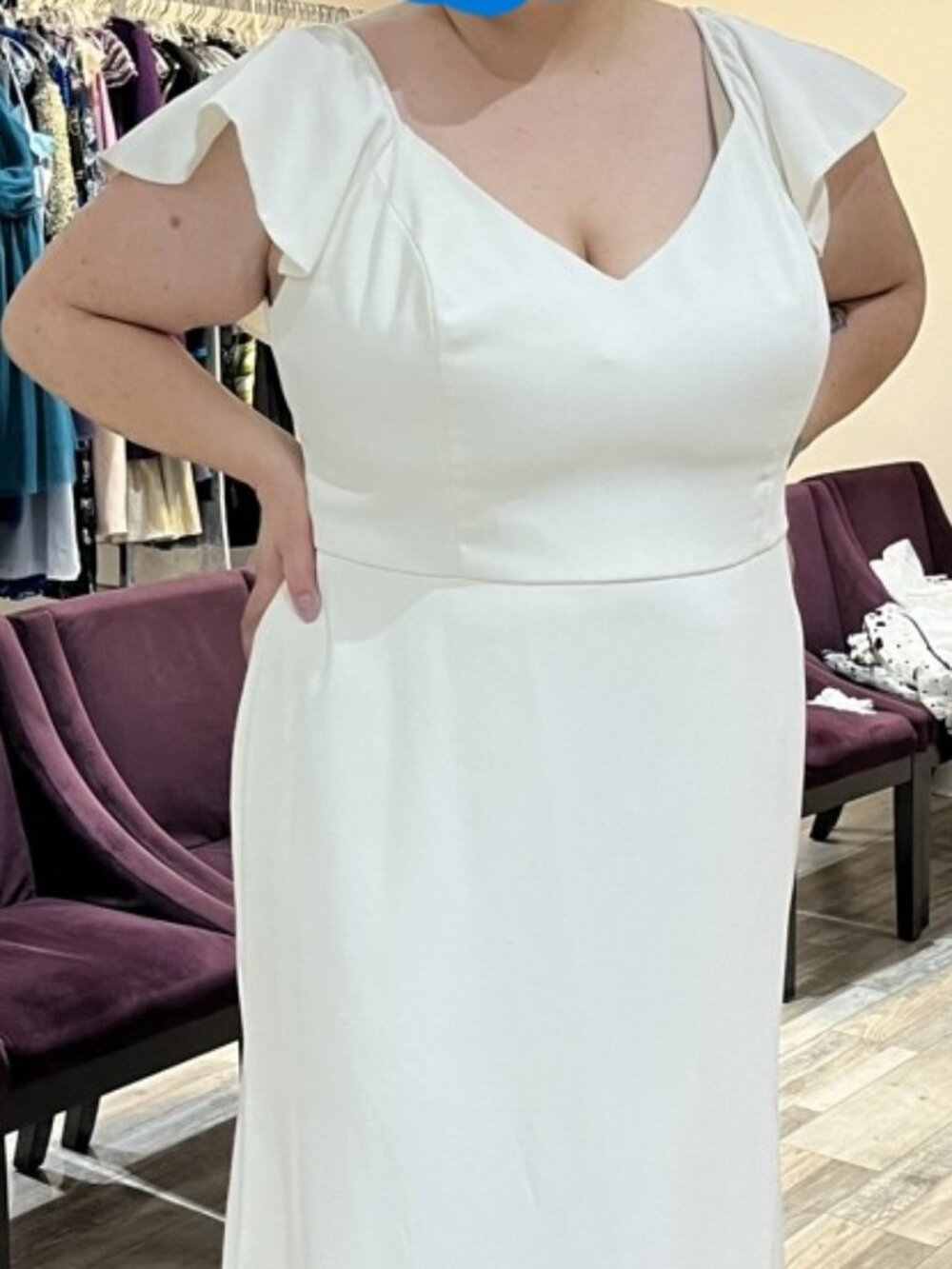 JY Jenny Yoo Dessy Crepe A-Line Wedding Dress Ivory Size 22L - Picture 2 of 8